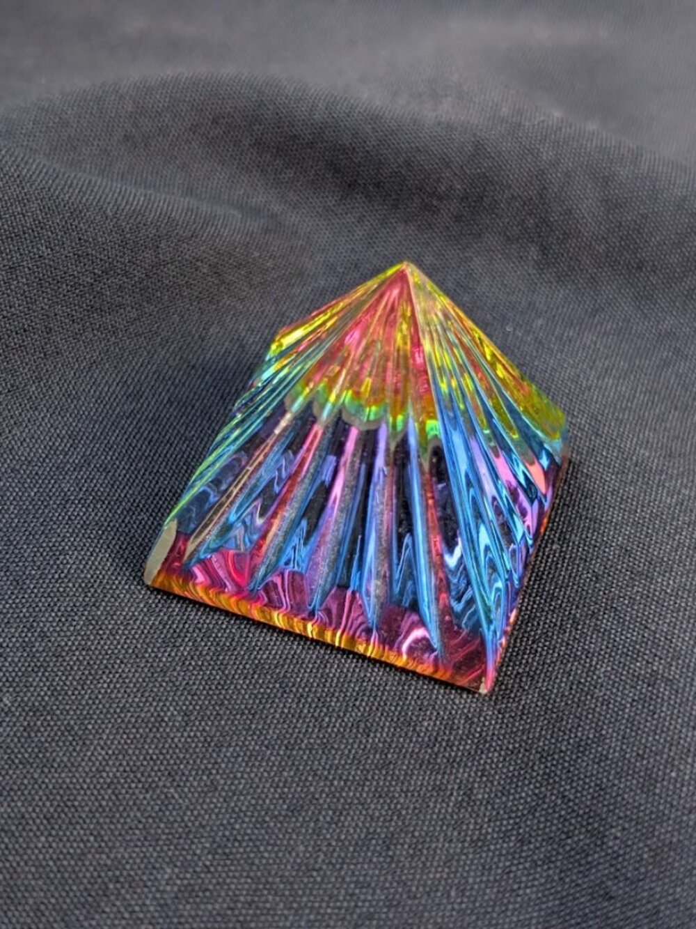 Vintage Rainbow Pyramid Iris Arc Crystal by Swarovski Mini Glass Art Paperweight